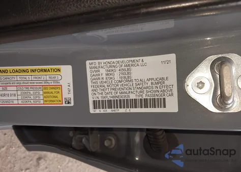 2022 Honda Civic Sport Touring z USA, uszkodzony, nr VIN 19XFL1H88NE003535